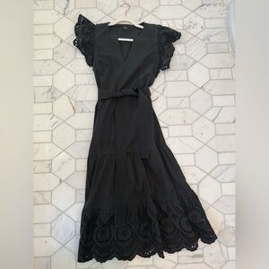 Rails Gia Eyelet Black Sleeve Midi Dress